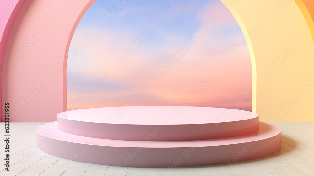 3d pastel podium for your product. Generative AI 3d pastel podium for your product. Generative AI