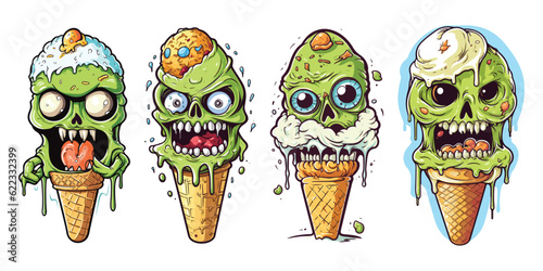 Ice cream cone with a little monster collection