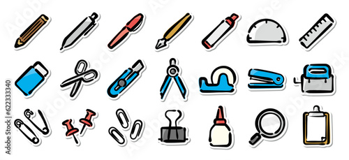 Illustrated sticker set of stationery.Quick and simple to use.