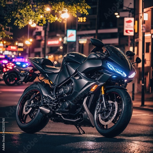 A Symphony of Colors, Experience the Vibrant Palette of City Nights, Motor Bike at Night