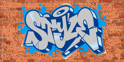 Abstract Urban Brick Wall With Graffiti Street Art Word Style Lettering Vector Illustration 