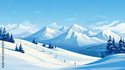 winter landscape with mountains. ai generative.