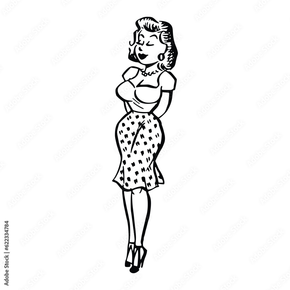 Pregnant woman in retro style. Hand drawn vector illustration. Pregnant woman in retro style. Hand drawn vector illustration.