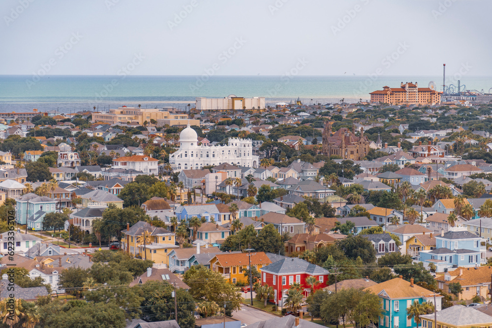 Aerial view of the Galveston city, Texas, USA