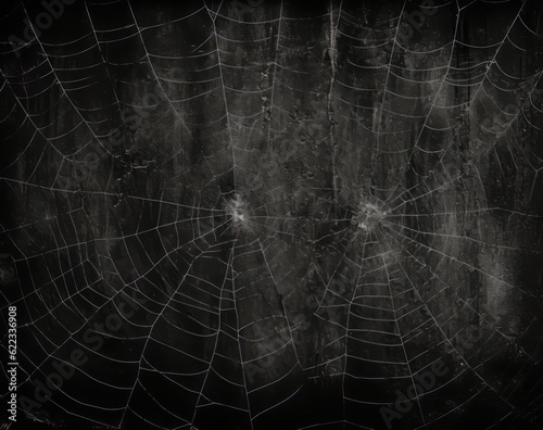 spider web on grunge black background, halloween concept