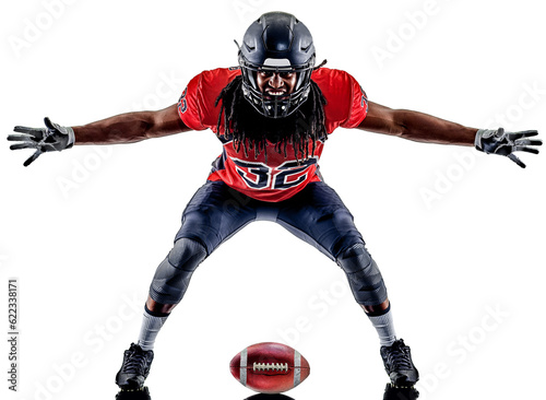 one american football player man isolated on white background