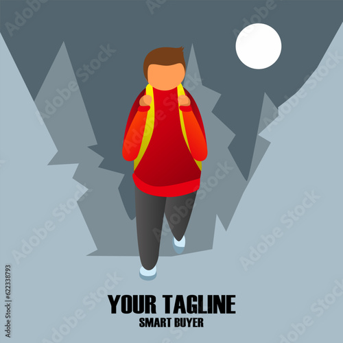 Adventurer Flat Design Vector Illustration