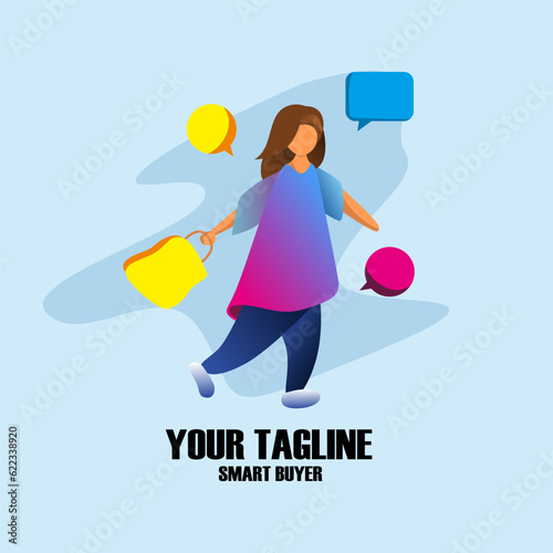 Flat Design Vector Illustration Of Shopping