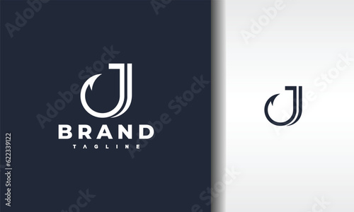 letter J fishing hook logo