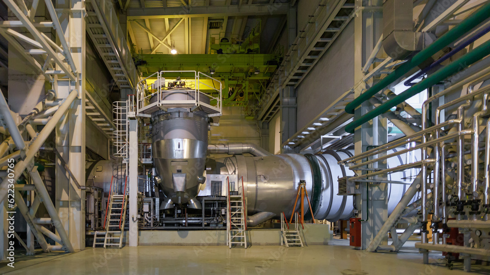 Fototapeta premium Closeup view of gas turbine.
