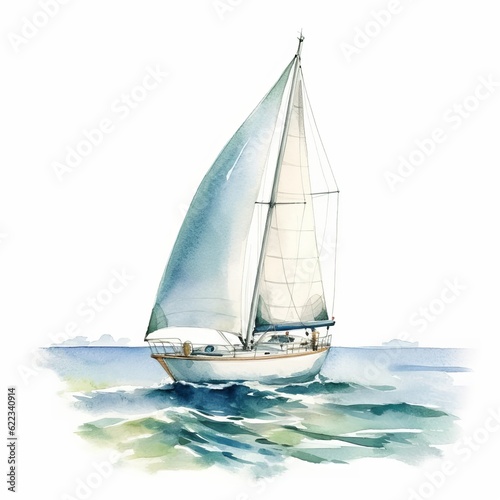sailboat ship, watercolor style Generative AI