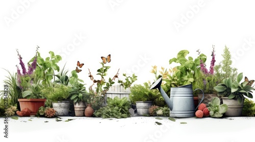 Wallpaper Mural Gardening in white background, AI generated Image Torontodigital.ca