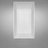 Empty white bookshelf. Gradient background. 3D illustration