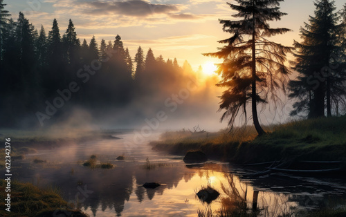 morning mist over the river