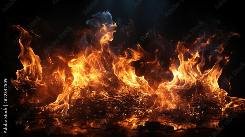 Flame in black background, AI generated Image Flame in black background, AI generated Image
