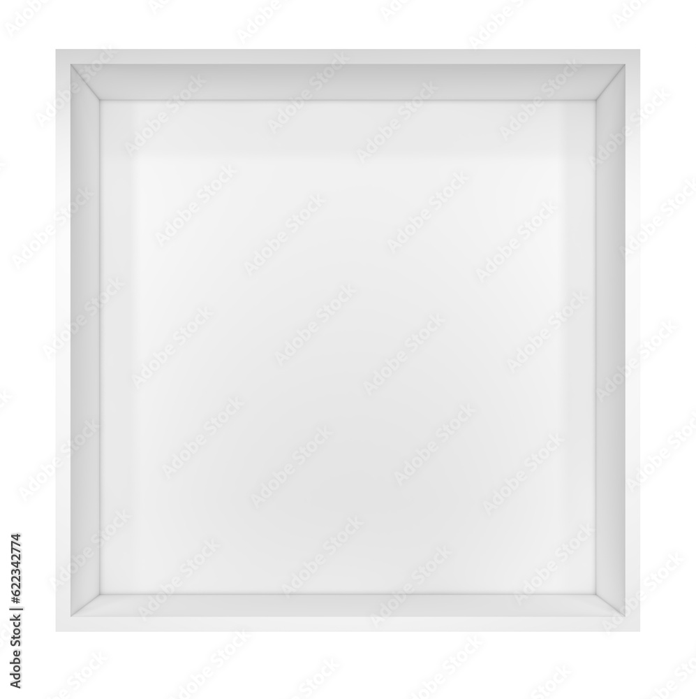 White shelf for presentations. Isolated on white background. 3D illustration White shelf for presentations. Isolated on white background. 3D illustration