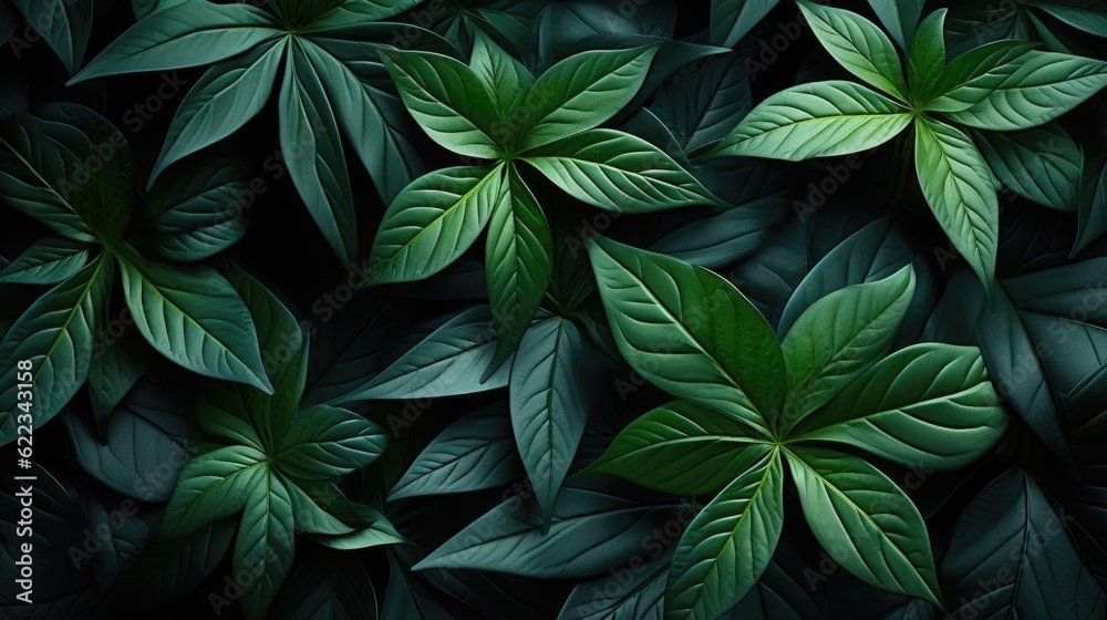 Tropical green leaves background, AI generated Image Tropical green leaves background, AI generated Image