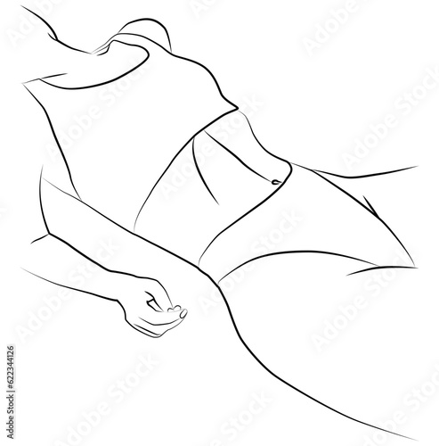 Abstract woman drawing a single line on a white isolated background.