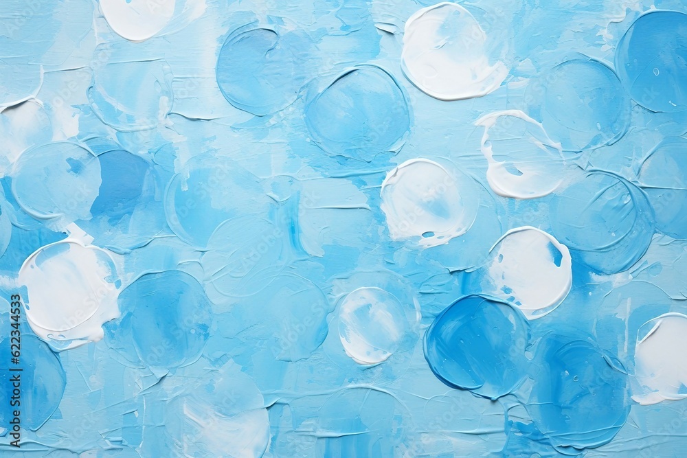 パレットナイフの油絵・カラフルな夏用抽象背景バナー)白と水色の水玉模様。AI生成画像 パレットナイフの油絵・カラフルな夏用抽象背景バナー)白と水色の水玉模様。AI生成画像