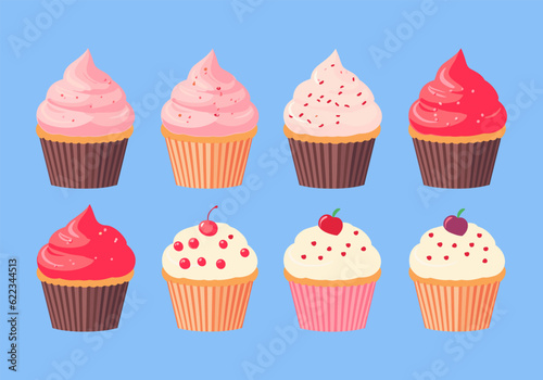 Cake icon set design  dessert food delicious sugar snack and tasty theme vector illustration