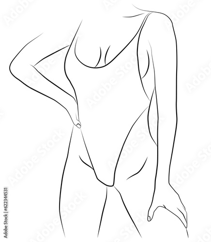 Girl. Abstract minimalistic female bodies. Contemporary art in one line.