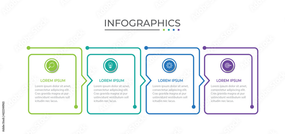 Process business infographic thin line with square template design with icons and 4 options or steps. Process business infographic thin line with square template design with icons and 4 options or steps.