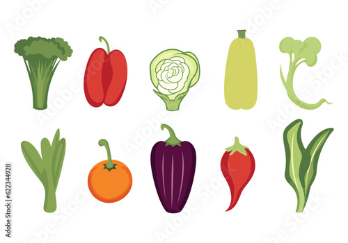 Vegetable icon set over white background, colorful design vector illustration