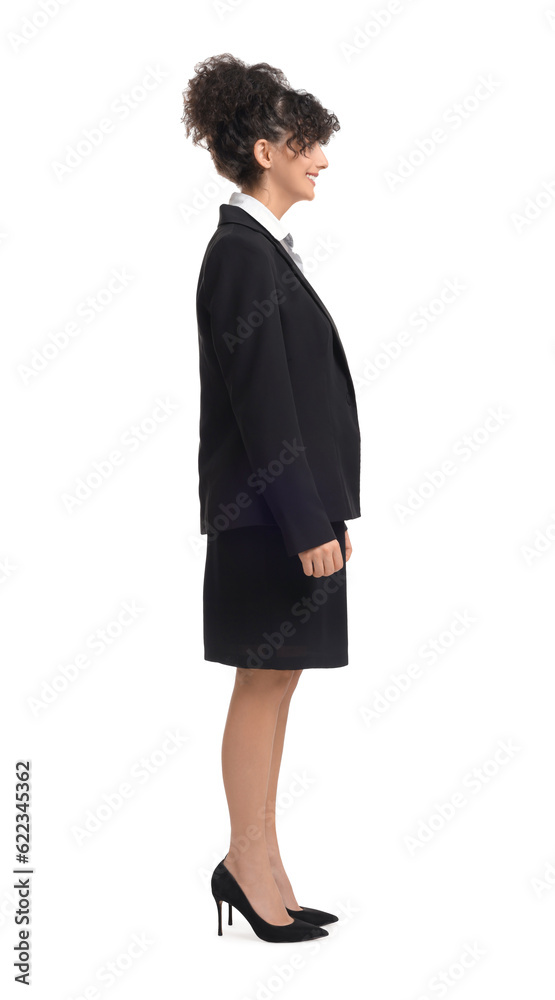 Young businesswoman in suit standing on white background Young businesswoman in suit standing on white background