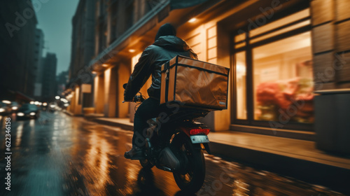 Delivery Man on Motor Generative Ai