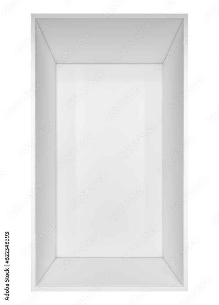 Empty white bookshelf. Isolated on white background. 3D illustration Empty white bookshelf. Isolated on white background. 3D illustration