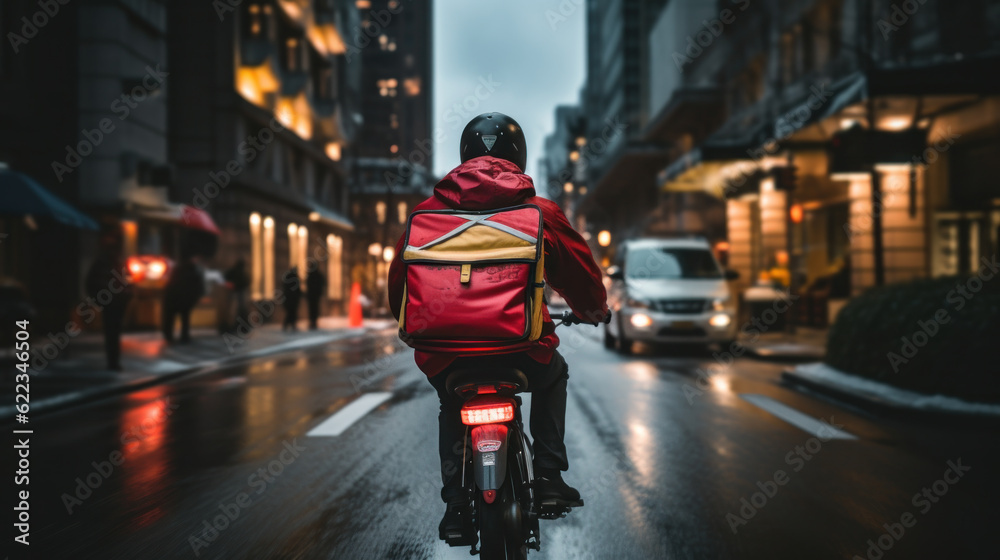 Delivery Man on Motor Generative Ai Delivery Man on Motor Generative Ai