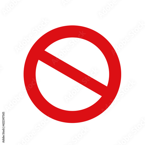 Icon symbol ban. Sign forbidden. Circle sign stop entry and slash line isolated on white background.