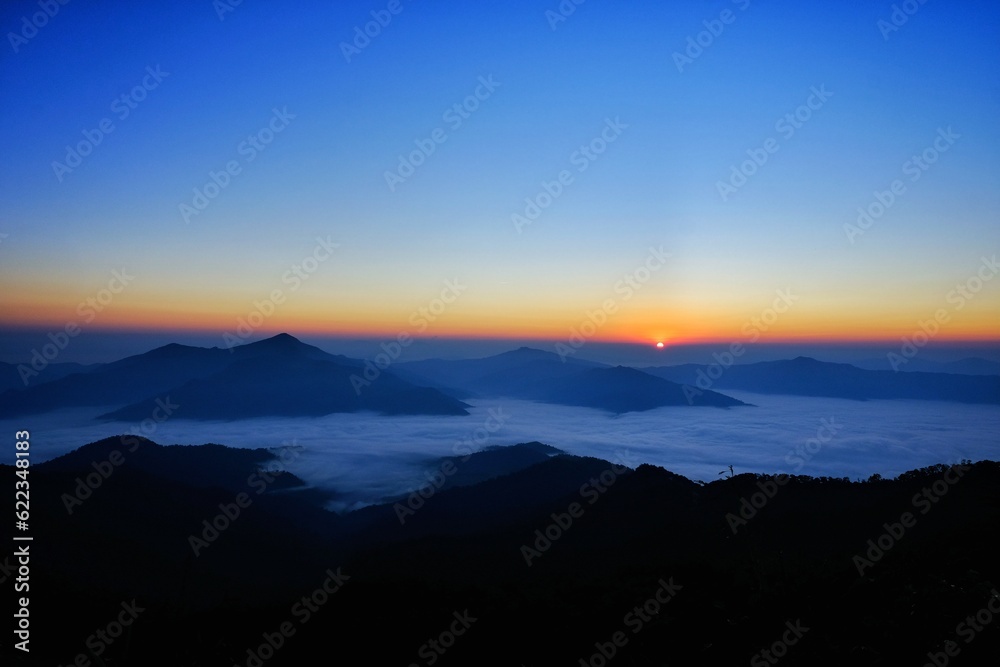 sunset over the mountains