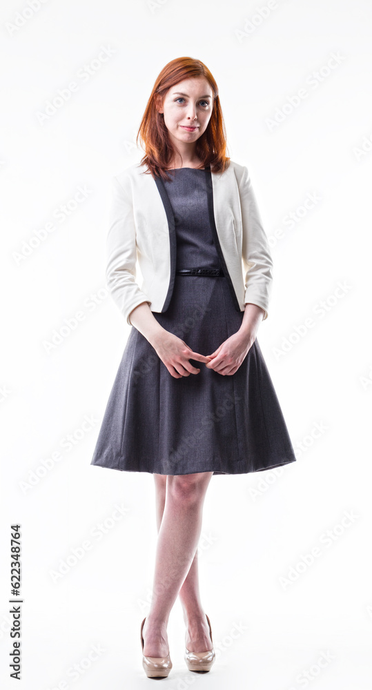 full shot portrait studio of a respectable young woman full shot portrait studio of a respectable young woman