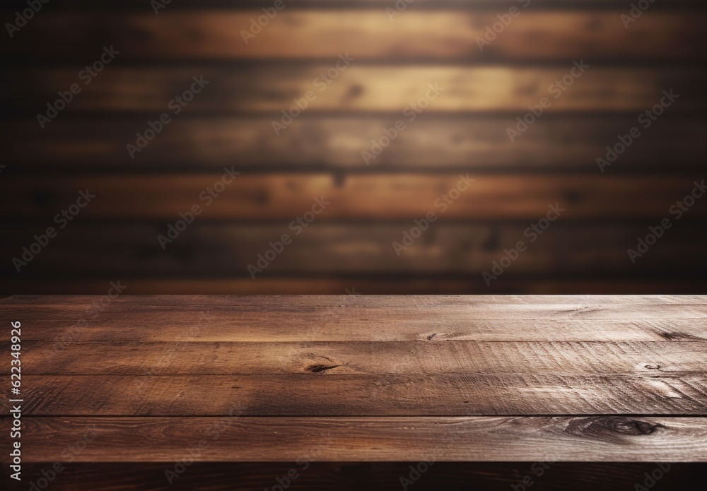 Wooden table in front of blurred background. Ready for product display montage Wooden table in front of blurred background. Ready for product display montage