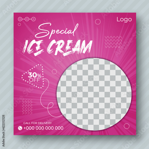 Ice cream Social Media Post design Template For Your restaurant