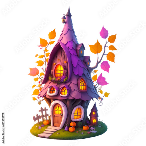 Cute Halloween Fairy Houses PNG © White