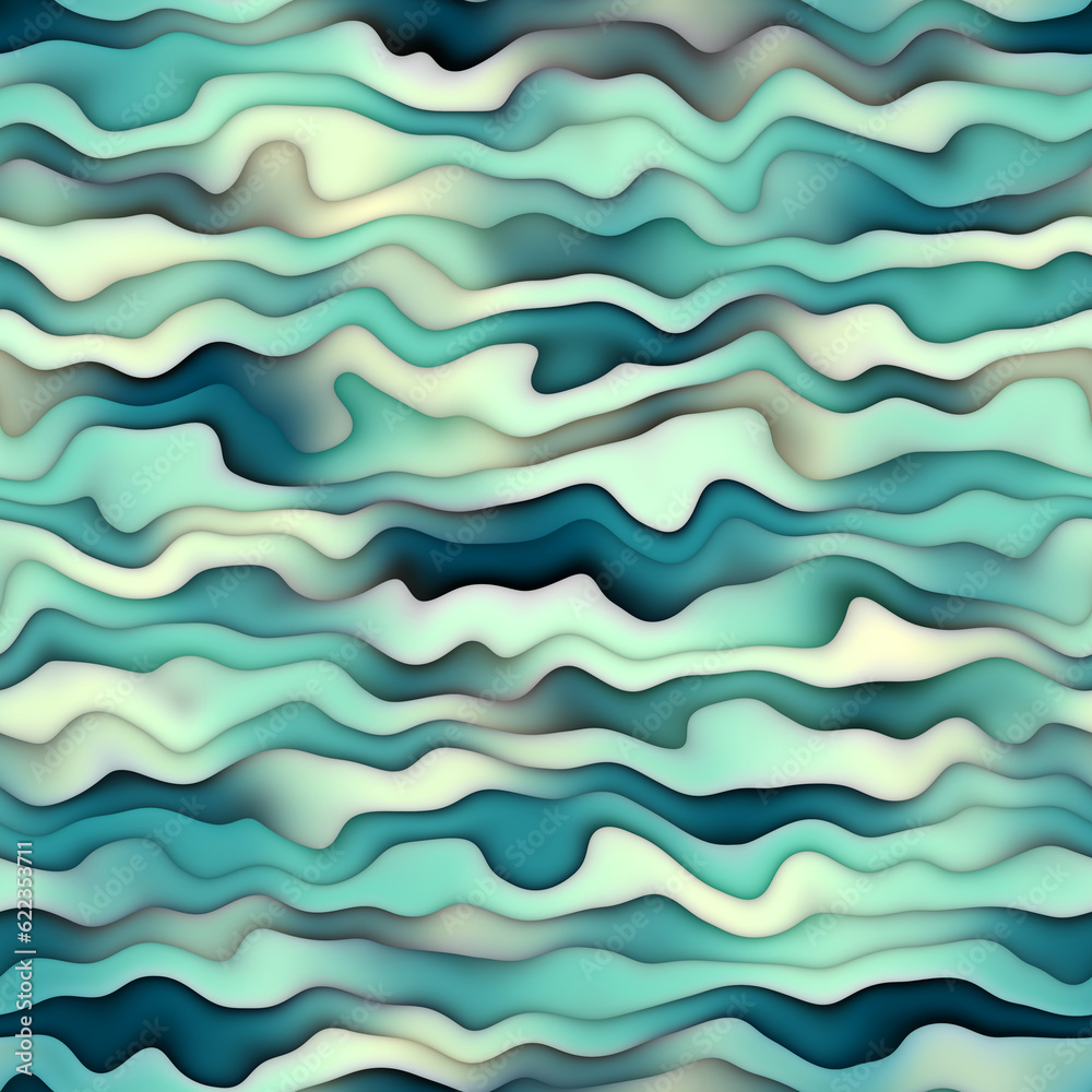 Fototapeta premium Raster Seamless Horizontal Wavy Distorted Gradient Lines Water Texture Abstract Background