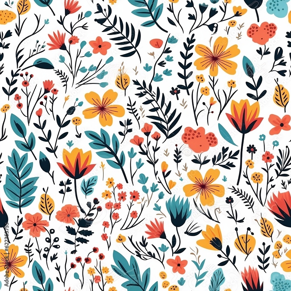 seamless floral pattern, generative AI 