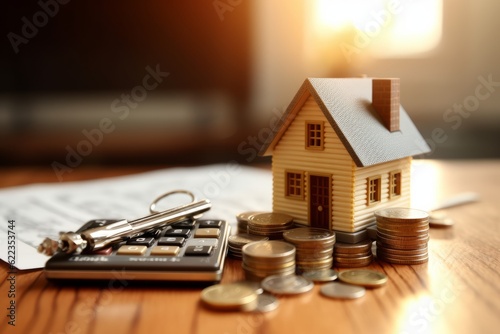 the concept of financial planning, process of managing mortgage expenses and investments. Created with generative AI technology.