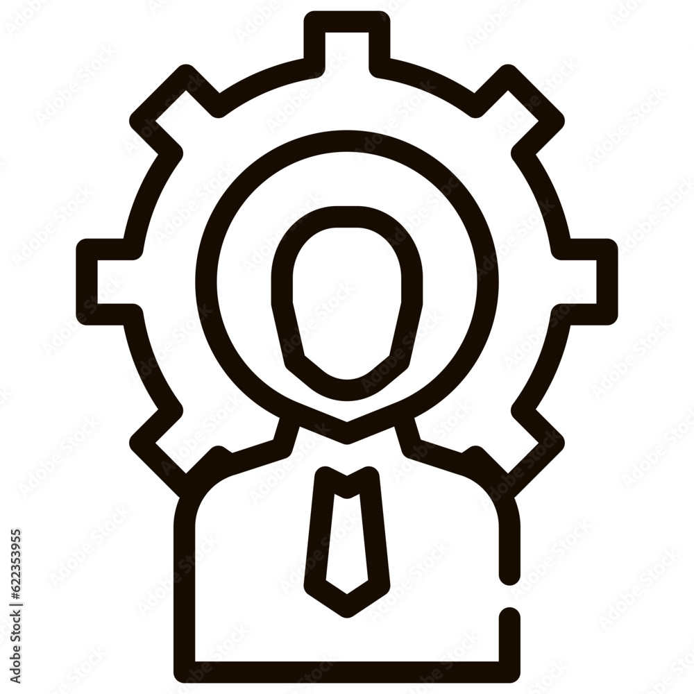 businessman gear cog strategy simple line businessman gear cog strategy simple line