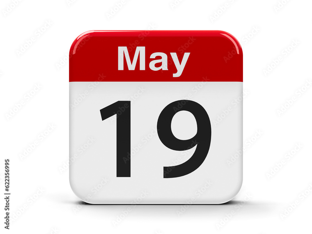 Calendar web button - The Nineteenth of May, three-dimensional rendering, 3D illustration Calendar web button - The Nineteenth of May, three-dimensional rendering, 3D illustration