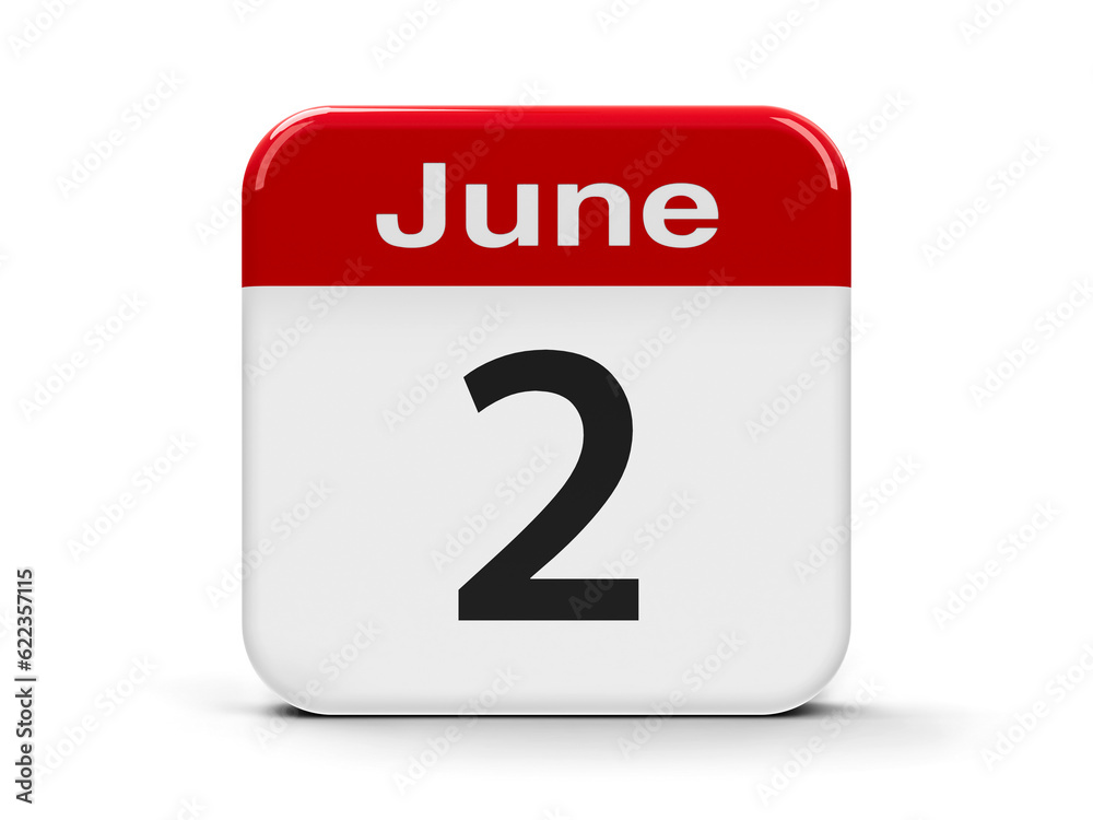 Calendar web button - The Second of June - Italian Republic Day, three-dimensional rendering, 3D illustration Calendar web button - The Second of June - Italian Republic Day, three-dimensional rendering, 3D illustration