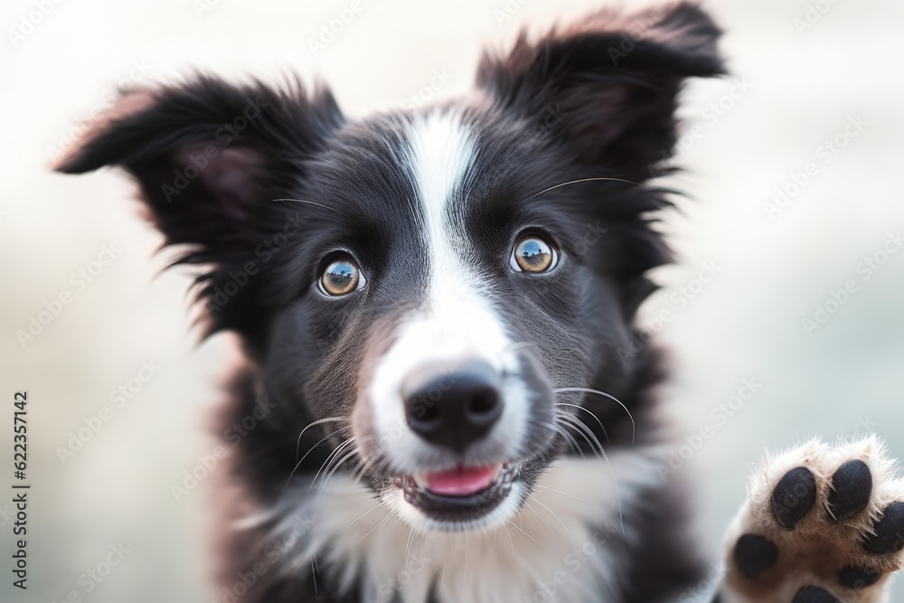 Close up on a cute border collie dog, created with Generative Ai Technology