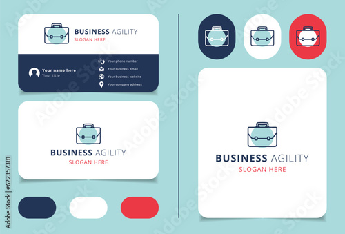 Business agility logo design with editable slogan. Branding book and business card template.
