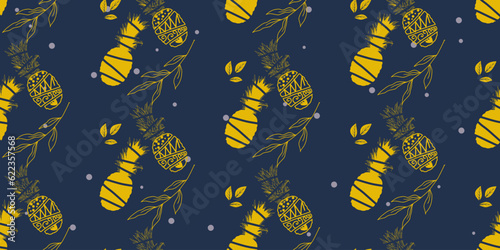 unique abstract summer pineapple fruits seamless pattern background