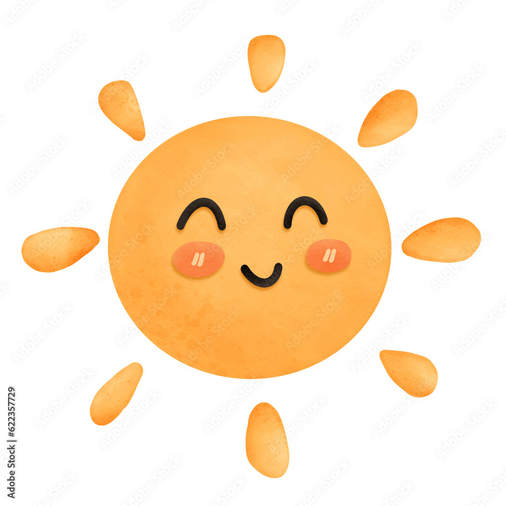 sun, sunshine, smiling sun, cartoon, watercolor, icon, logo, nature, heat, energy sun, sunshine, smiling sun, cartoon, watercolor, icon, logo, nature, heat, energy