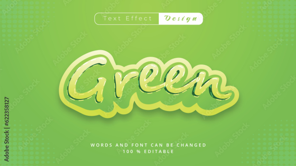 Cool comic pop art green bold 3D editable text effect. Cool and trendy text effect with eco green colours, dotted halftone on green background design. Green nature Cool comic pop art green bold 3D editable text effect. Cool and trendy text effect with eco green colours, dotted halftone on green background design. Green nature