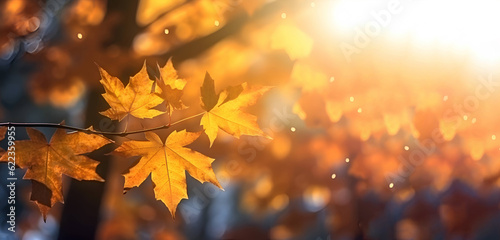 Autumn background with maple leaves  copy space  Generative AI 2