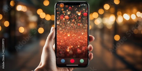 Hand holding a smartphone w...